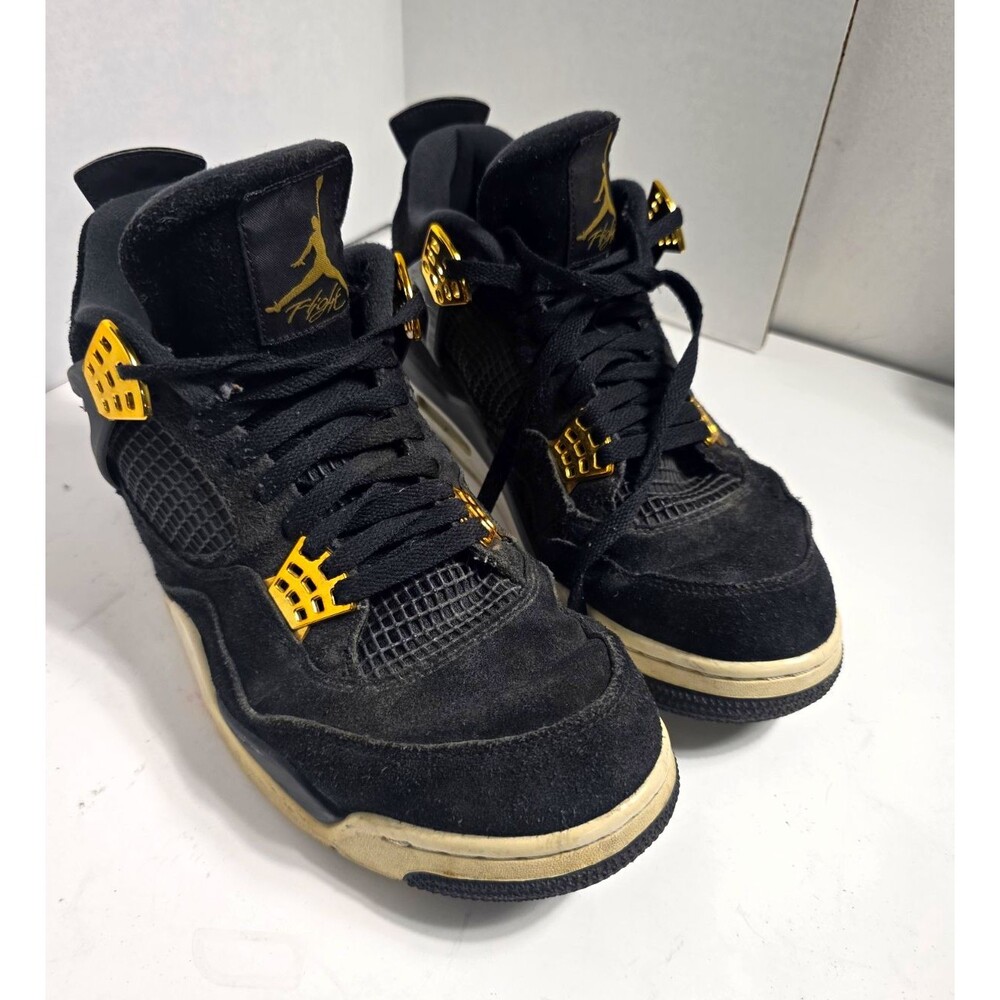 Air Jordan 4 Retro 'Royalty' Black Metallic Gold 308497-032 Size 12 Pre-Owned